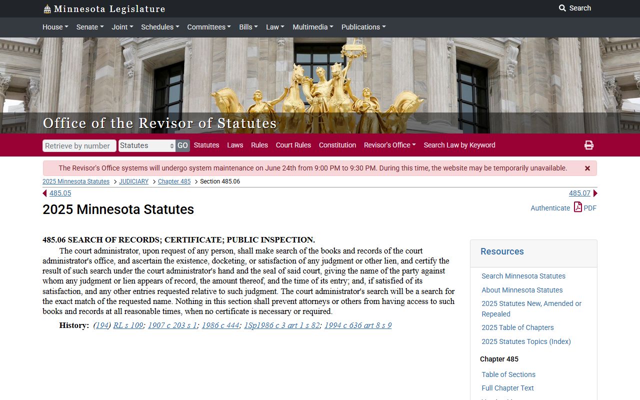 Martin County Court Administration judgment docket statute records
