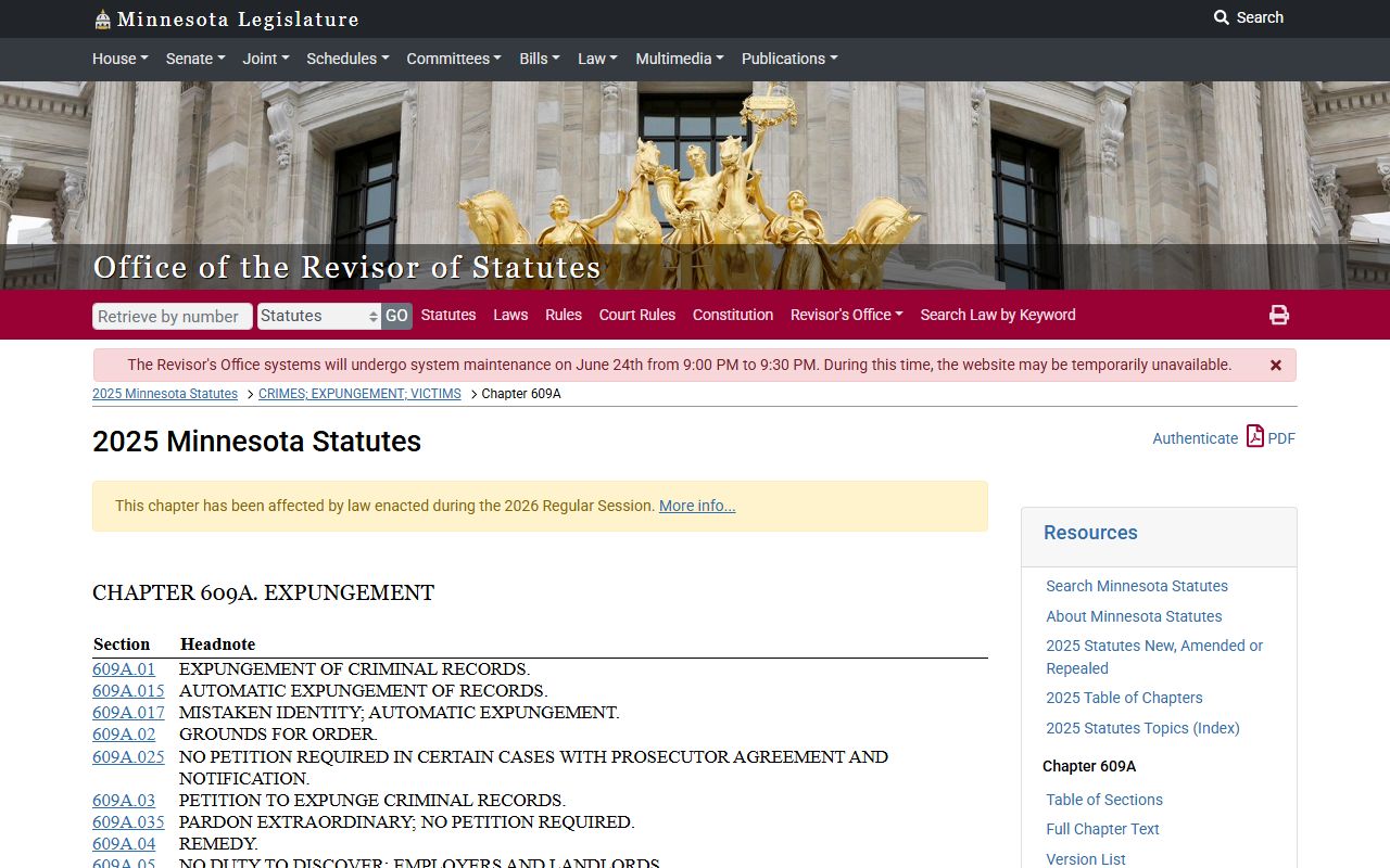Martin County arrest records and court charges Minnesota expungement chapter