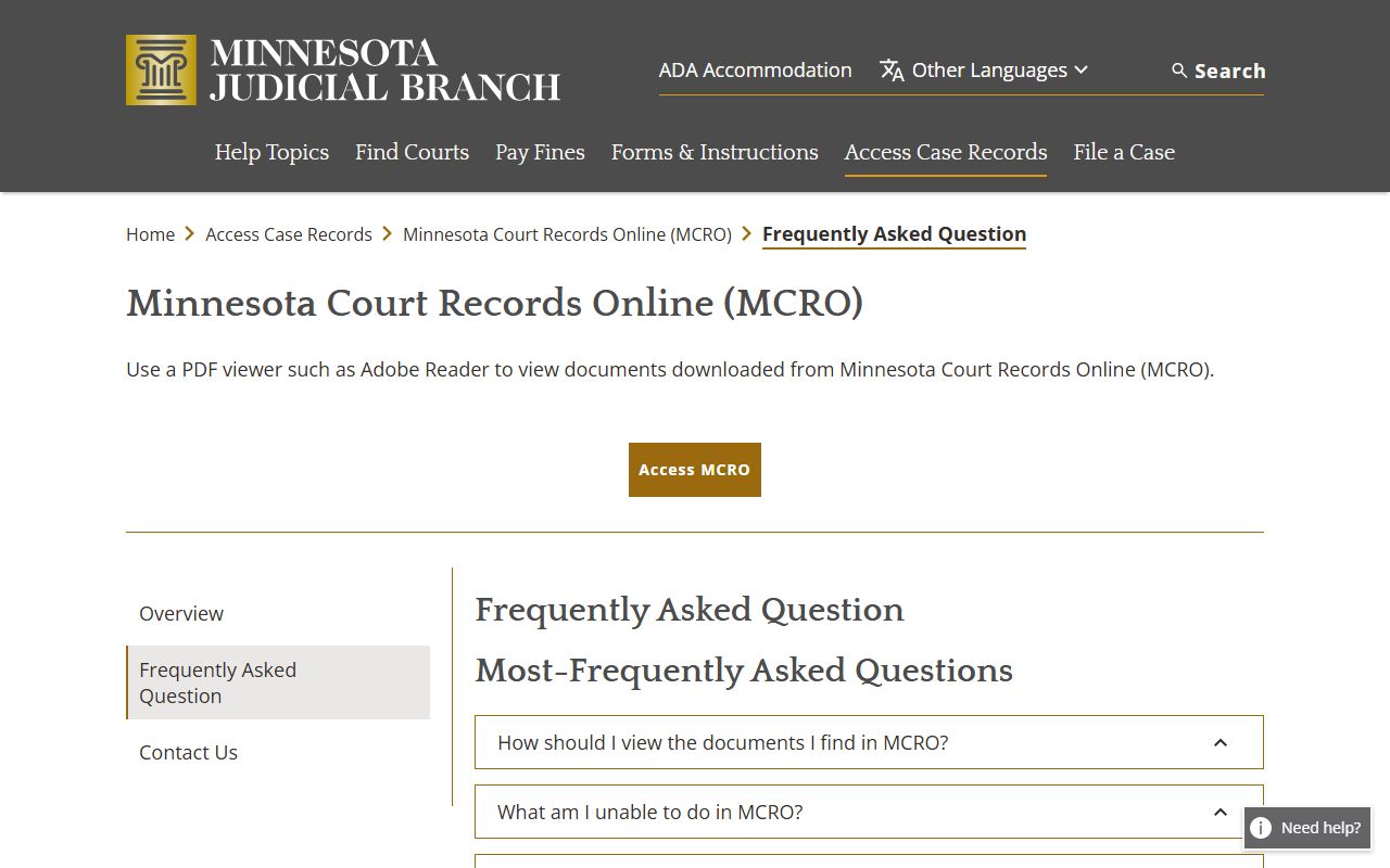 Martin County court records MCRO FAQ search limits