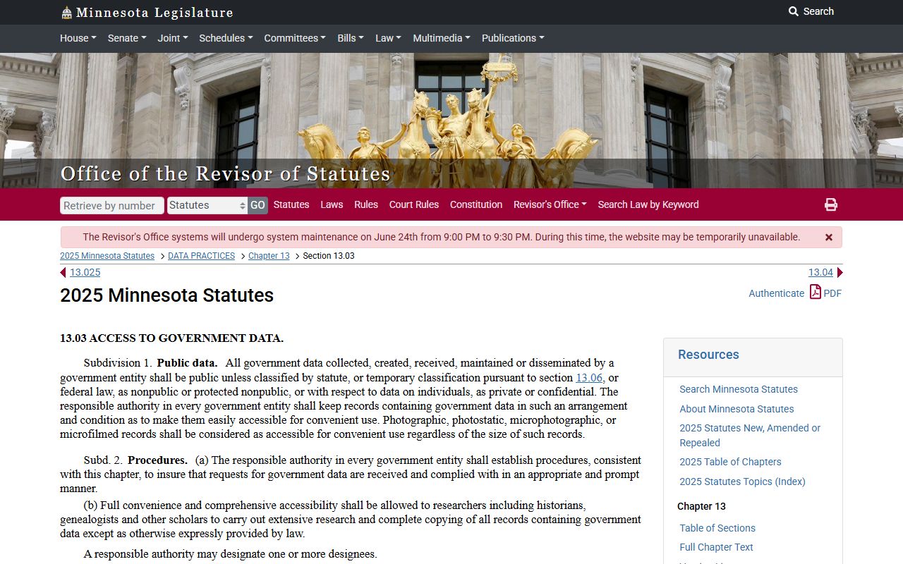 Martin County court records Minnesota public data copy statute