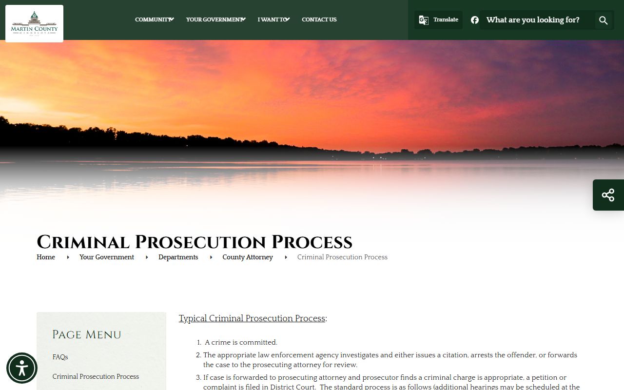 Martin County criminal court records prosecution process
