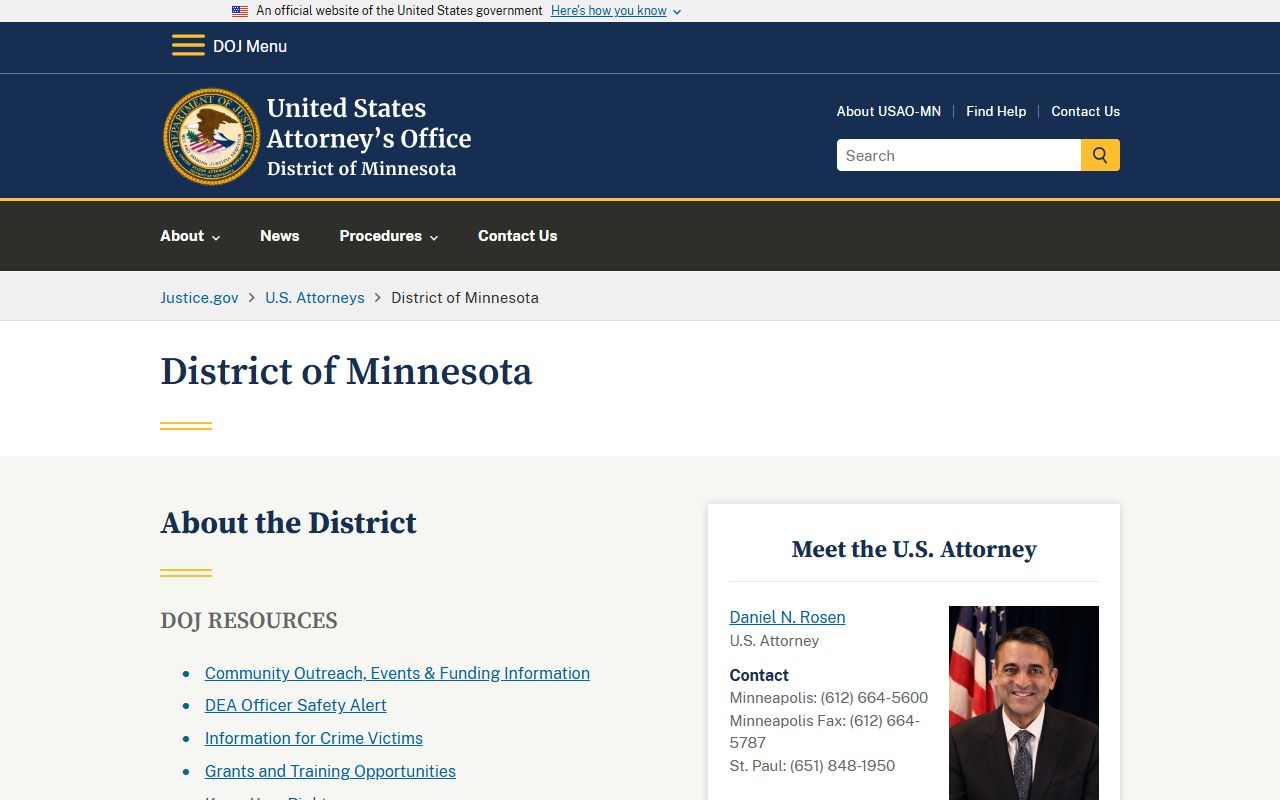 Martin County criminal court records U.S. Attorney District of Minnesota