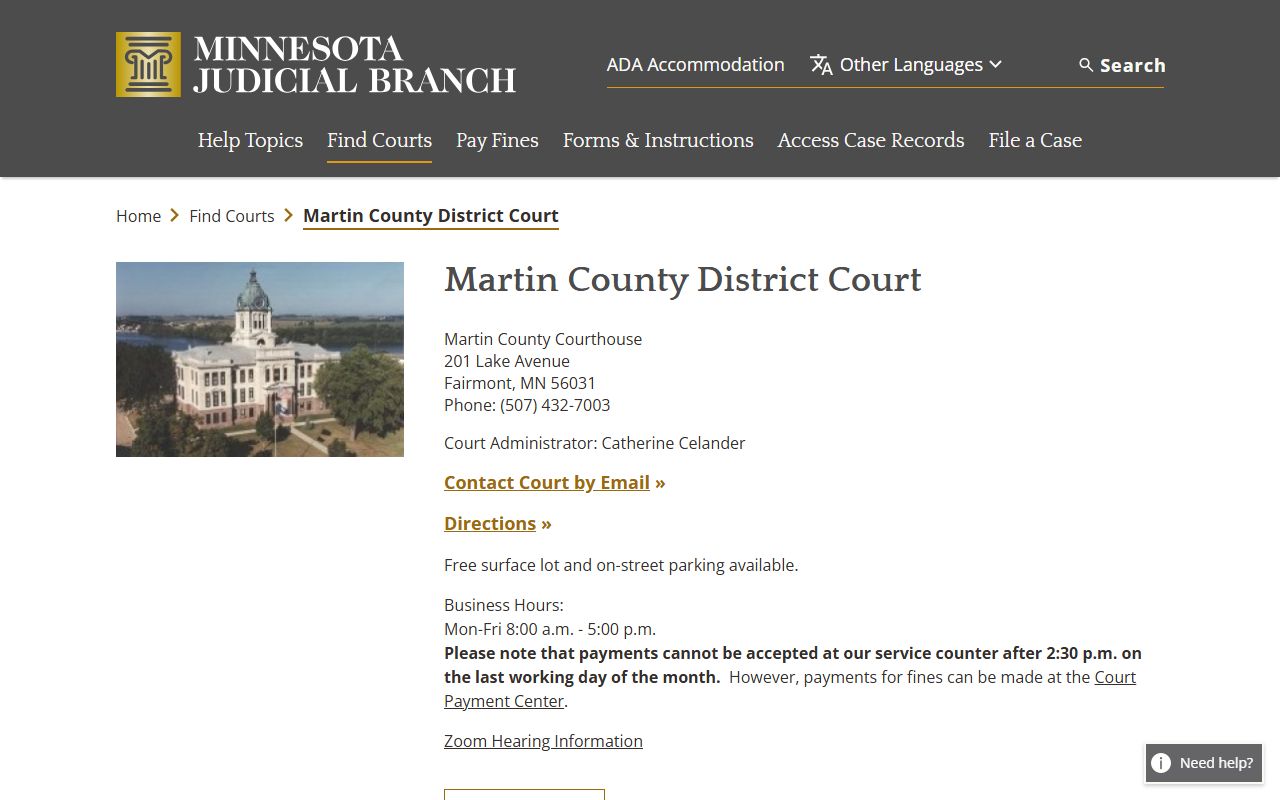 Martin County Court courthouse contact records