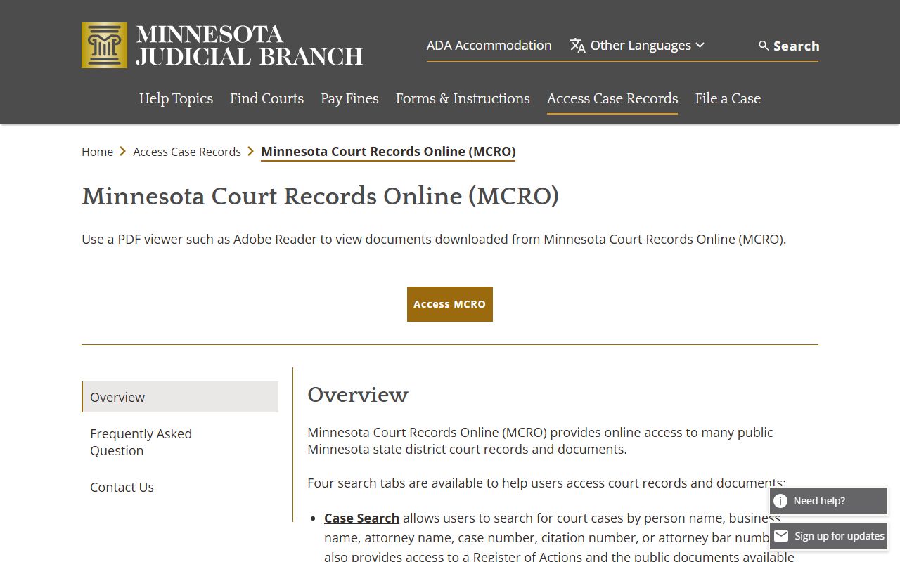 Martin County Court records MCRO overview access