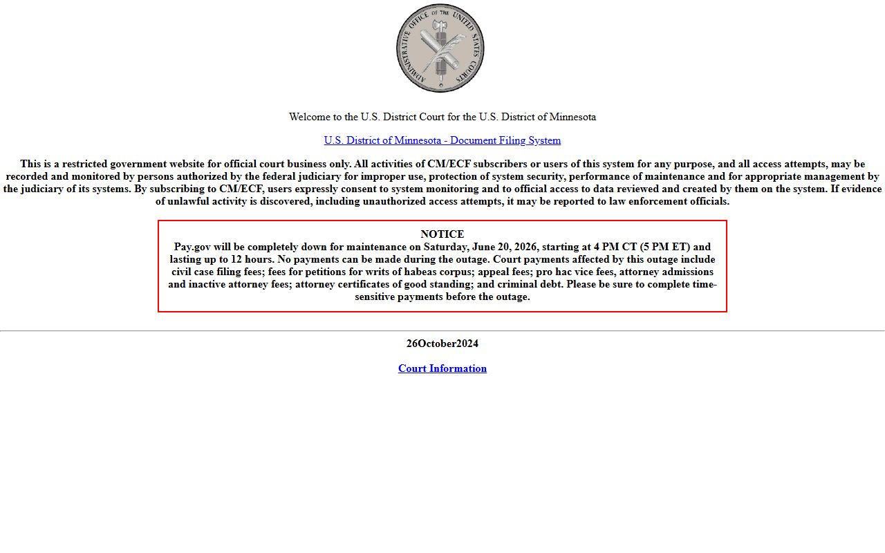 Martin County probate records District of Minnesota CM ECF page
