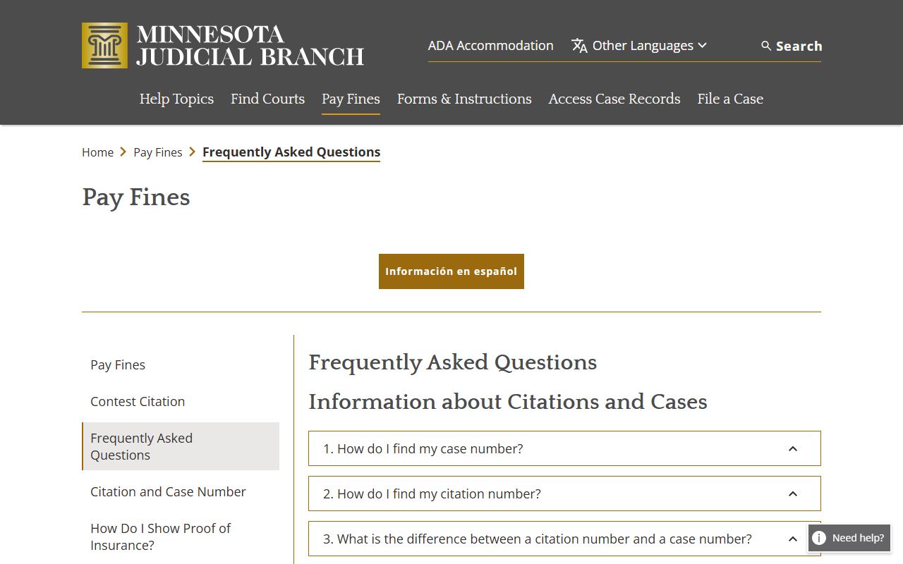 Martin County traffic court records pay fines FAQ page