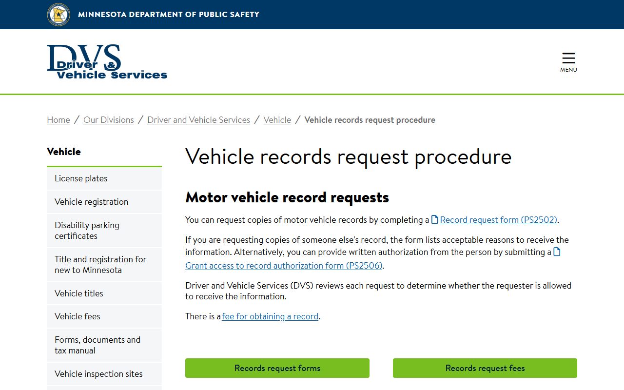Martin County traffic court records DVS records request page