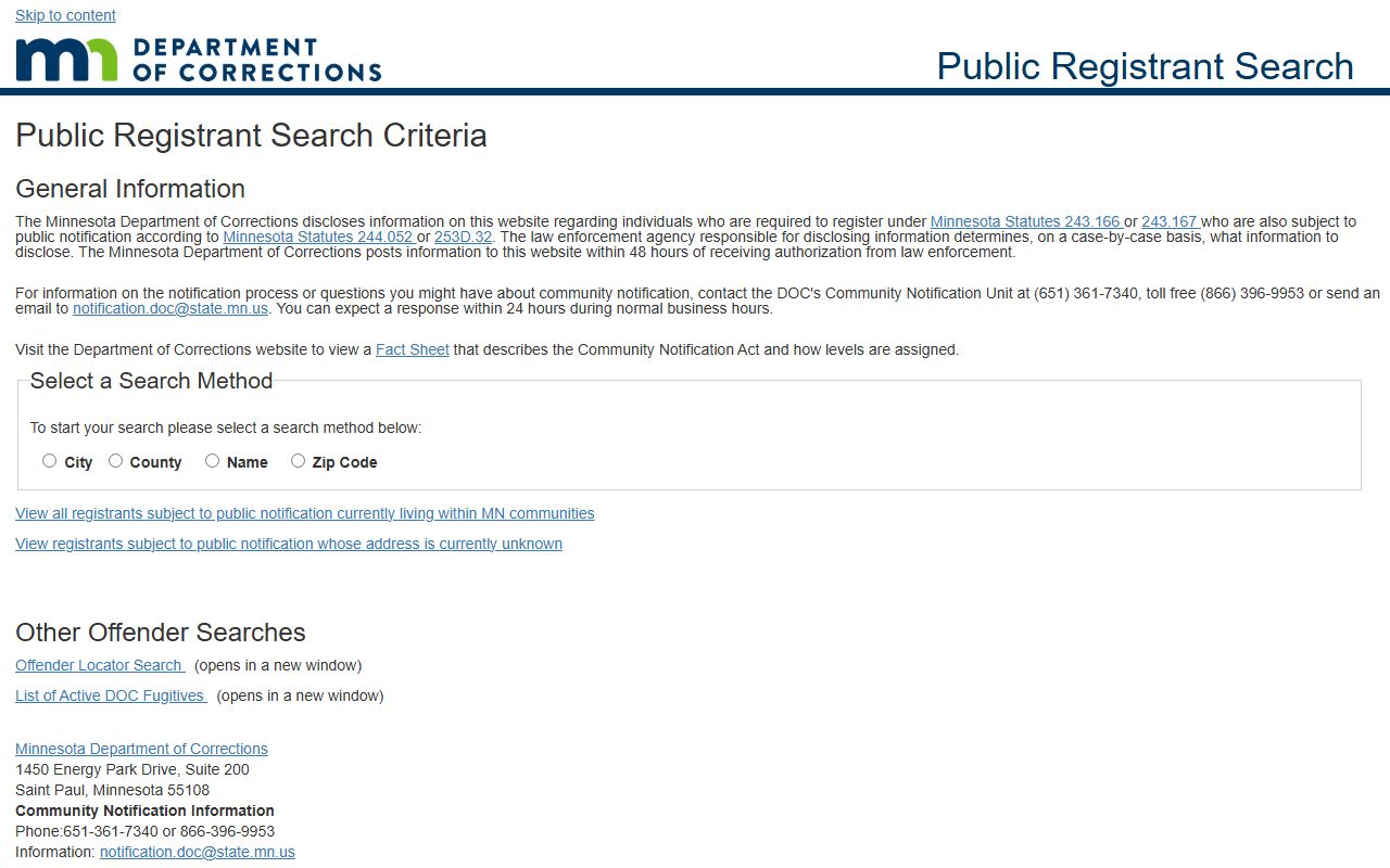 Martin County warrant records Minnesota public registrant search page